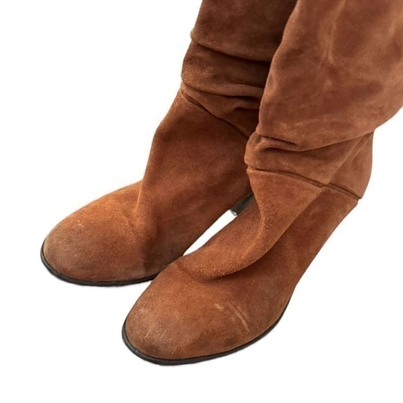 Free People Tennison Tan Brown Suede Slouchy Block Heel Knee Boots Size 9 - Picture 11 of 16